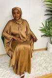 🕌 Abaya satinée à strass avec voile intégré – Élégance Divine | Hafsoit Mode