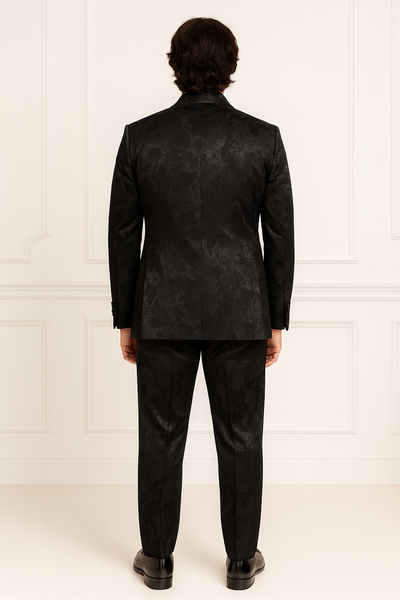 Smoking noir homme SUITMEN avec gilet et veste satinée pour mariage ou gala