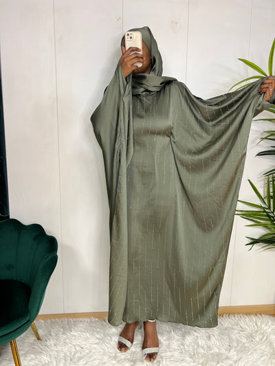 Abaya à Strass avec voile intégré