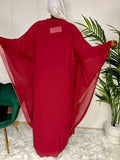 Abaya brodée avec cape transparente – Élégance et raffinement