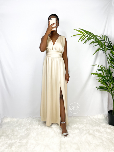 robe de cocktail beige