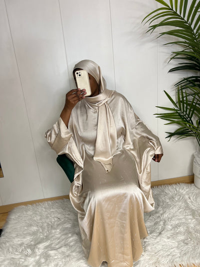 Abaya à Strass avec voile intégré