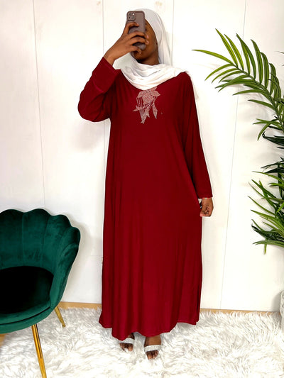 Abaya brodée avec cape transparente – Élégance et raffinement