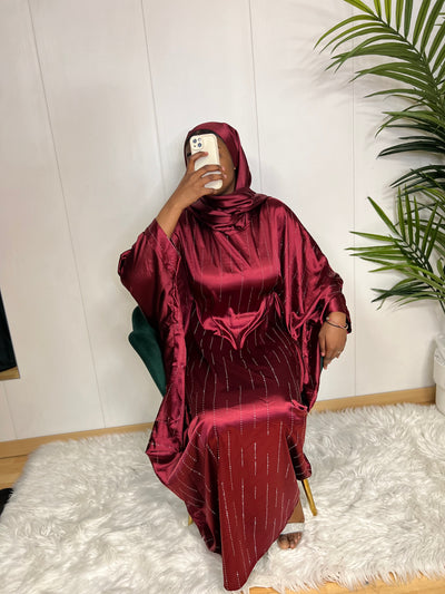 Abaya à Strass avec voile intégré