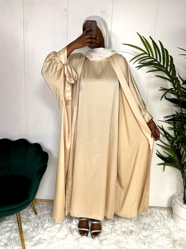 Abaya 2 pièces manches nouées