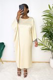Abaya Satinée Louna – Broderies Fines & Franges Argentées (Du 34 au 64+)