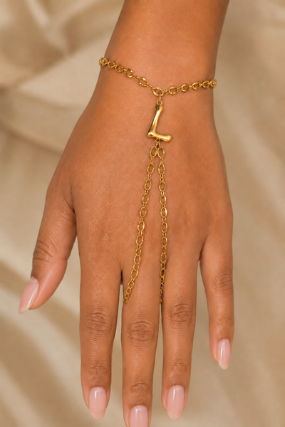 Bijou de Main Initiale Doré en Acier Inoxydable – Bracelet Bague de A à Z