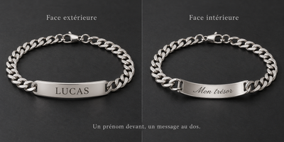 Gourmette homme personnalisée avec prénom – Acier inoxydable doré ou argenté