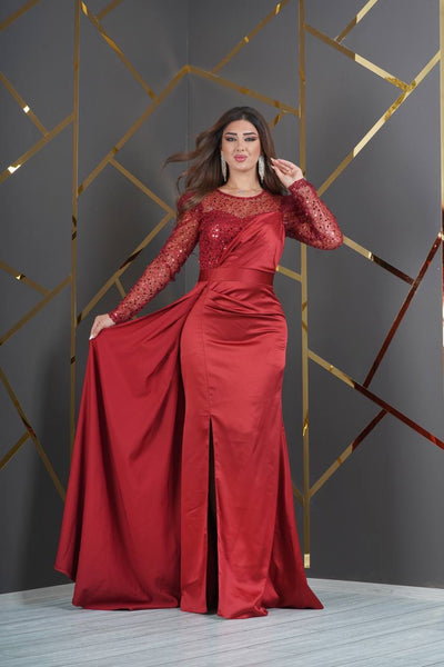 Robe de soirée rouge bordeaux - Mona