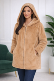 Manteau en fourrure synthétique à capuche – Taille unique