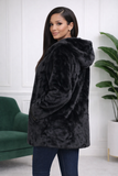 Manteau en fourrure synthétique à capuche – Taille unique