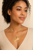 Collier Carte Pays et Îles Doré en Acier Inoxydable – Pendentif Origines