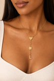 Collier Y Personnalisé avec Initiale et Charm en Acier Inoxydable Doré