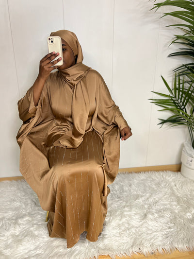 Abaya à Strass avec voile intégré
