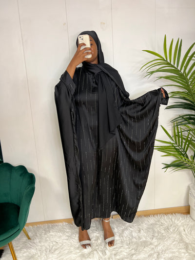 Abaya à Strass avec voile intégré