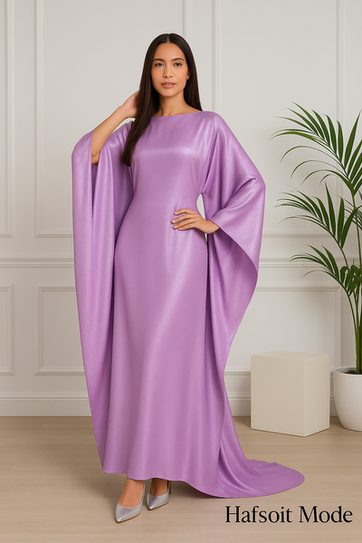Abaya papillon longue métallisée fluide – Hafsoit Mode
