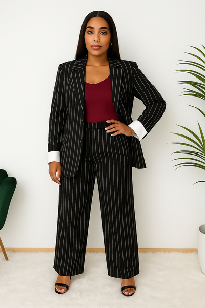 Tailleur femme rayé – Ensemble pantalon & veste élégant