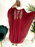 Abaya brodée avec cape transparente – Élégance et raffinement