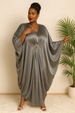 Robe caftan satin grande taille – Tenue de soirée élégante fluide femme