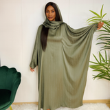 🕌 Abaya satinée à strass avec voile intégré – Élégance Divine | Hafsoit Mode