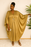 Robe caftan satin grande taille – Tenue de soirée élégante fluide femme