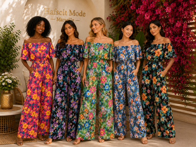 Combinaison longue col bateau femme disponible en cinq coloris, taille unique du 36 au 42.