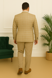 Costume homme beige à carreaux – vue de dos montrant la coupe ajustée Drop 6