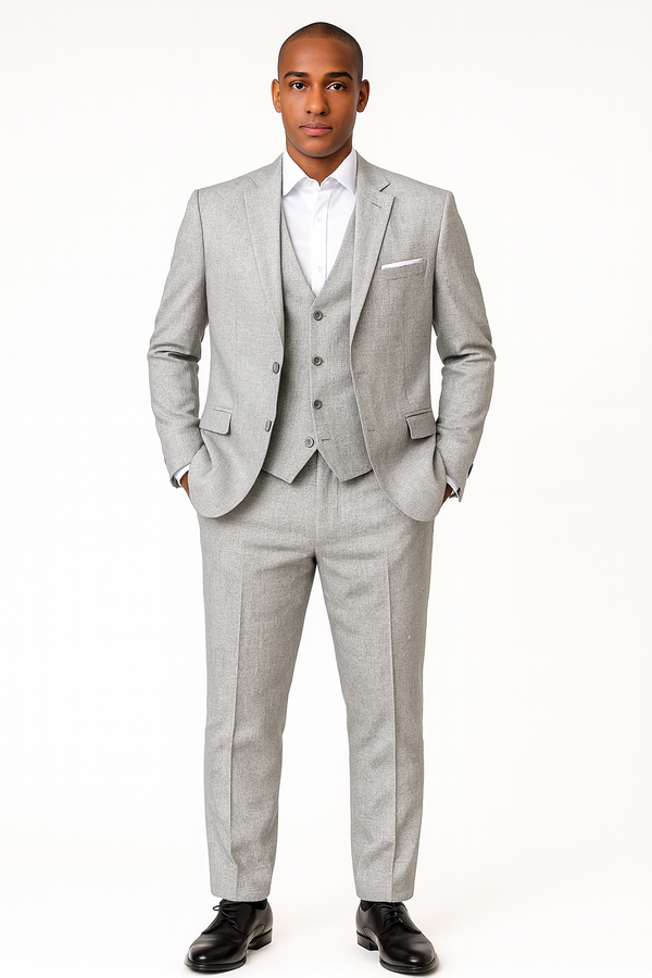 Costume homme 3 pièces gris clair SUITMEN Slim Fit – vue de face