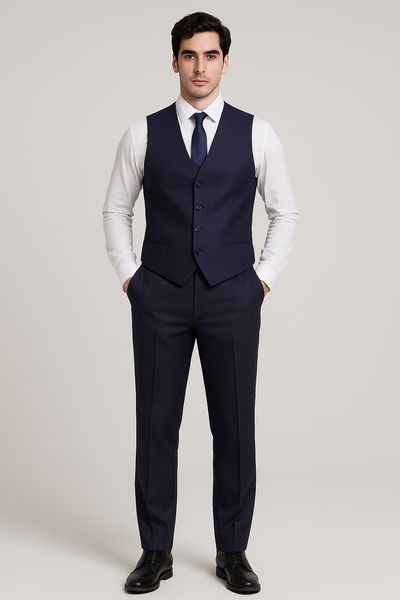 Gilet assorti du costume SlimFit bleu nuit – Hafsoit Mode