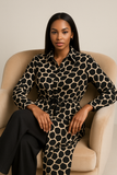 Ensemble femme chic imprimé girafe noir et beige – vue de face
