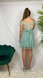 Robe de soirée courte dentelle et tulle Sienna