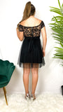 Robe de soirée courte dentelle et tulle Sienna