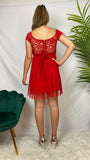 Robe de soirée courte dentelle et tulle Sienna