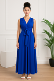 Robe longue multiposition bleu roi vue de face, tombé fluide