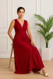 Robe longue multiposition rouge bordeaux vue de face, élégante