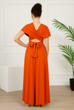 Robe longue multiposition terracotta nouée dans le dos avec style
