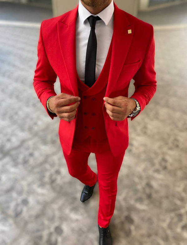 Costume rouge vif  3pièces  Slim fit