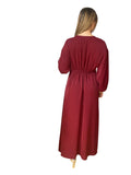 Robe manches longues en satin bordeaux