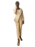 Tailleur femme beige veste croisée