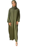 Abaya avec voile intégré vert kaki
