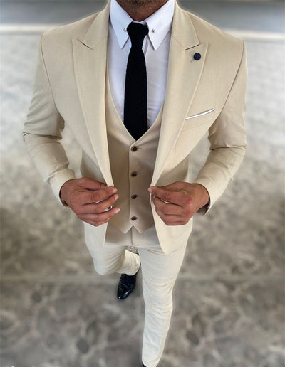 Costume beige 3 pièces slim fit