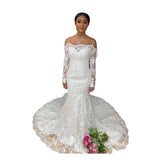 Robe de mariée sirène manche longue blanche