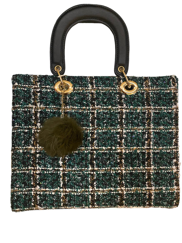 Sac à main vert et or