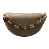 sac demi-lune en daim kaki