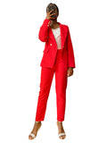 Tailleur femme rouge croisée croisée