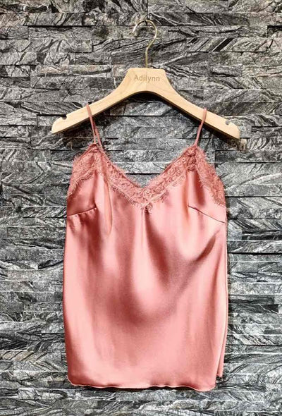 Top caraco en satin et dentelle