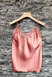 Top caraco en satin et dentelle