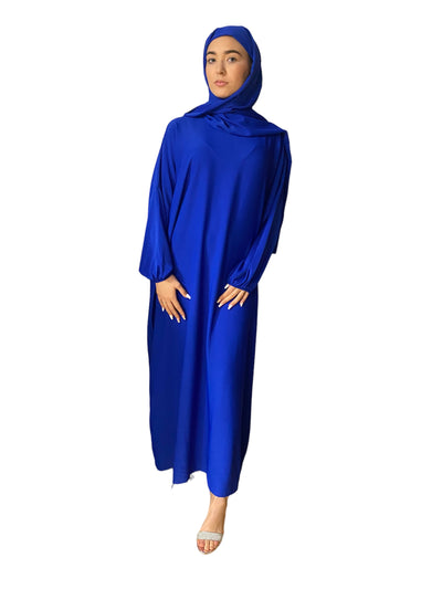 Abaya avec voile intégré bleu roi