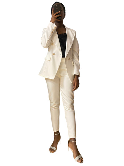 Tailleur femme blanc veste croisée