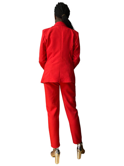 Tailleur femme rouge croisée croisée
